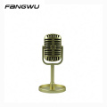 Non Working Booth Golden Retro Classical Vintage Microphone Mic With Round Base For Display
